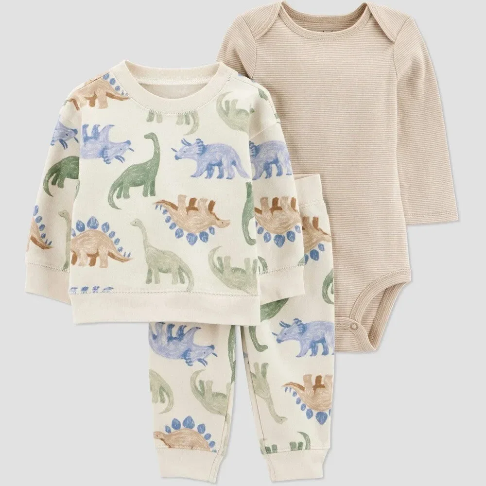 Carter's Baby Boys' 3pc Dinosaur Outfit - Cream Newborn